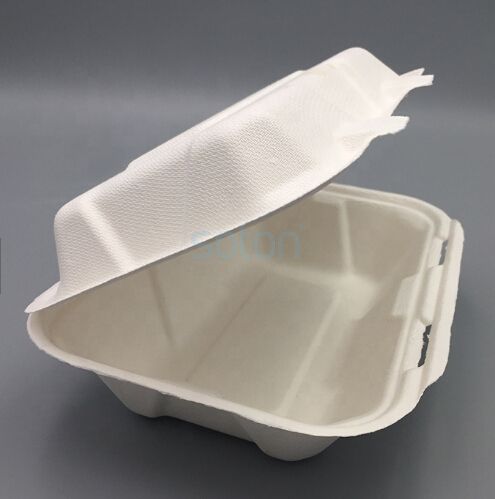 sugarcane clamshell pulp packing fast food burger lunch box